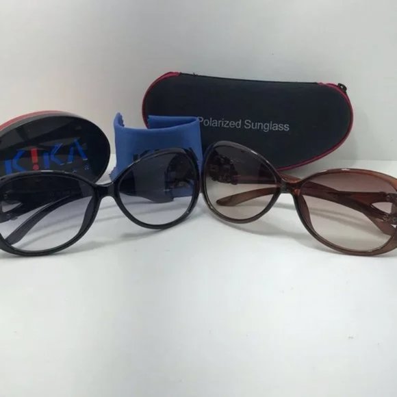 2 for 1 Sale Kika Eyewear Sunglass Black and Brown - Picture 1 of 8